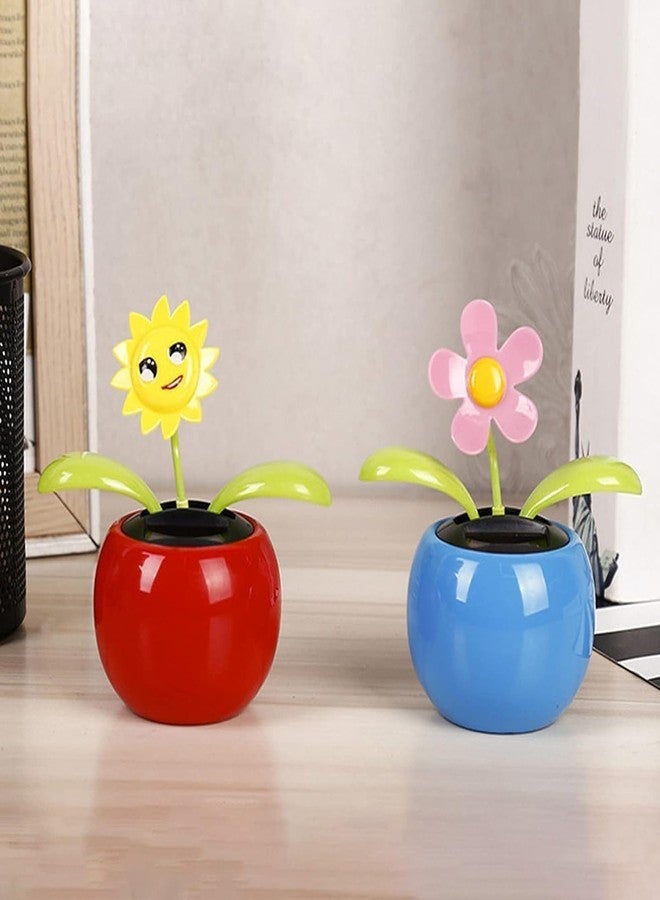 Dwuww زينة لوحة القيادة للسيارة تعمل بالطاقة الشمسية على شكل خنفساء حمراء بسبع نجوم، زينة مرحة تعمل بالطاقة الشمسية على شكل أصيص زهور راقص، هدايا مرحة لتزيين لوحة القيادة في السيارة أو مكتب العمل (خنفساء) - Image 2